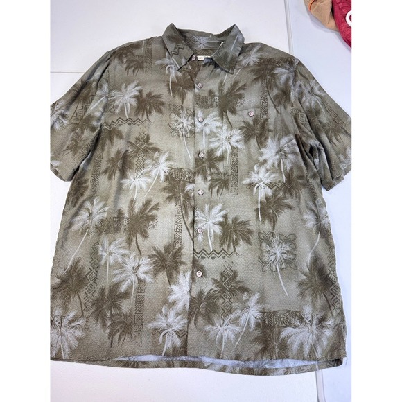 Batik Bay Mens Palm Tree Shirt Tropical Print Button Up Casual Short Sleeve L - Picture 2 of 7